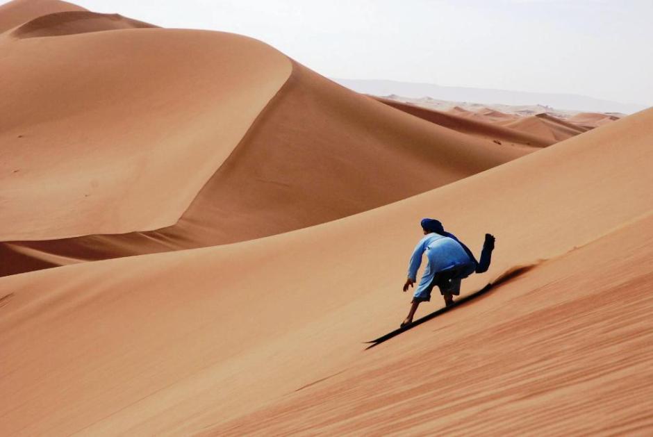 Sandboarding in the Agadir dunes